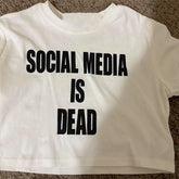 Bxoxo Streetwear Fashion Hip Hop Rock aesthetic Punk Chic Letter Print White O-Neck Women's Crop Tops Y2K vintage Emo Girls baby Tops